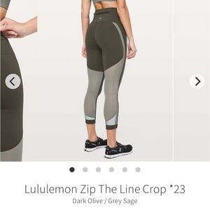 lulemon Athletica Zip The Line Crop 23" Olive / Sage 6